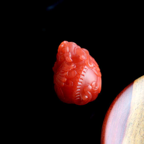 柿子红南红貔貅吊坠-南红玛瑙-保山南红-A02B821C02007