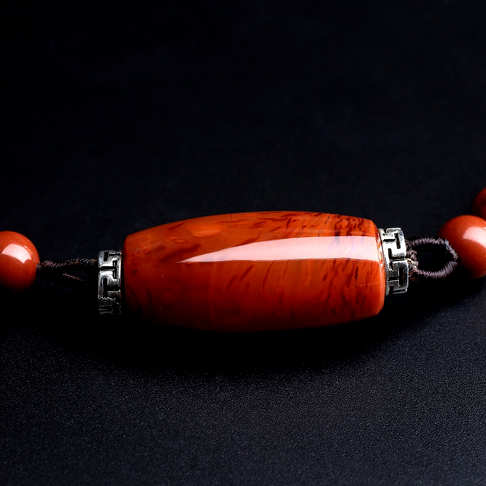 柿子红南红桶珠项链-南红玛瑙-四川南红-B024716I20002