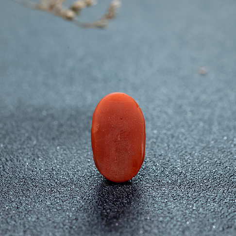 柿子红南红黄财神戒面-南红玛瑙-保山南红-B02R818C01009