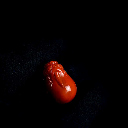 柿子红南红貔貅吊坠-南红玛瑙-四川南红-D02CG20E21001