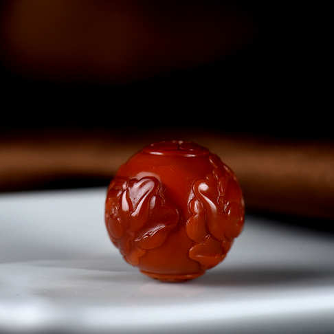 18mm柿子红南红牡丹圆珠-南红玛瑙-四川南红-D02CG20G08001