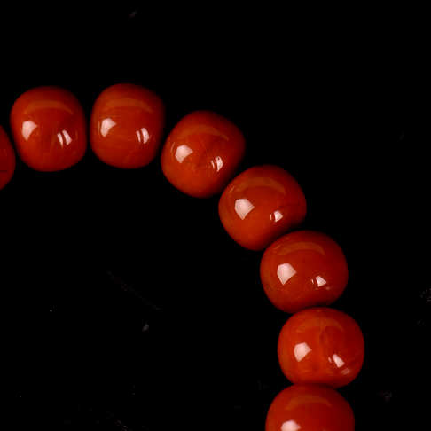 柿子红南红老形珠单圈手串-南红玛瑙-四川南红-D02CG21H05001