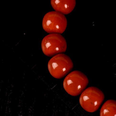 柿子红南红老形珠单圈手串-南红玛瑙-四川南红-D02CG21H05001