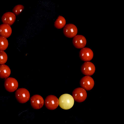 10mm柿子红南红单圈手串-南红玛瑙-四川南红-D02FP21E04003