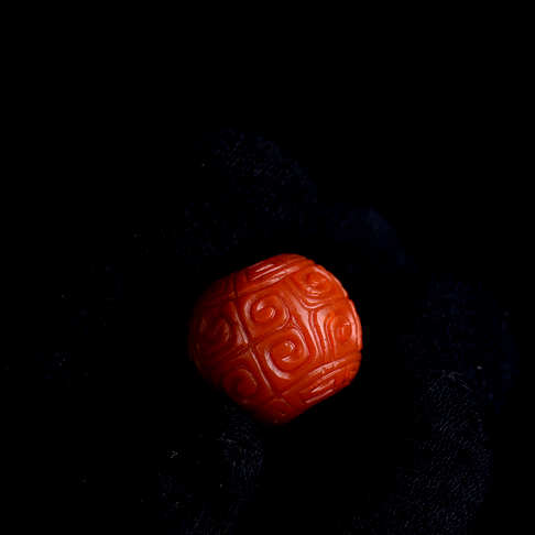 柿子红南红回纹珠苹果珠配件-南红玛瑙-四川南红-D02FP21E26004
