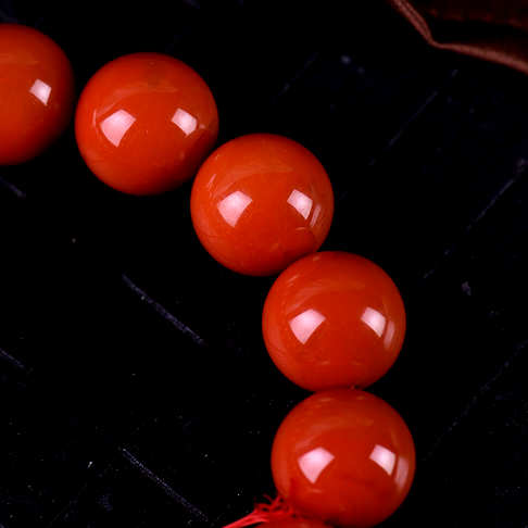 14.5mm柿子红南红单圈手串-南红玛瑙-四川南红-D02FP22A12001
