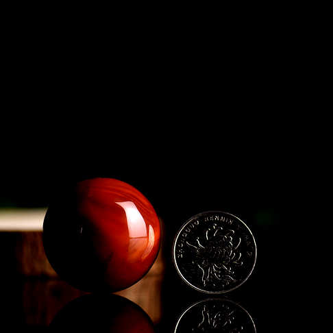35.0mm柿子红南红圆珠吊坠-南红玛瑙-四川南红-D02S018E19004