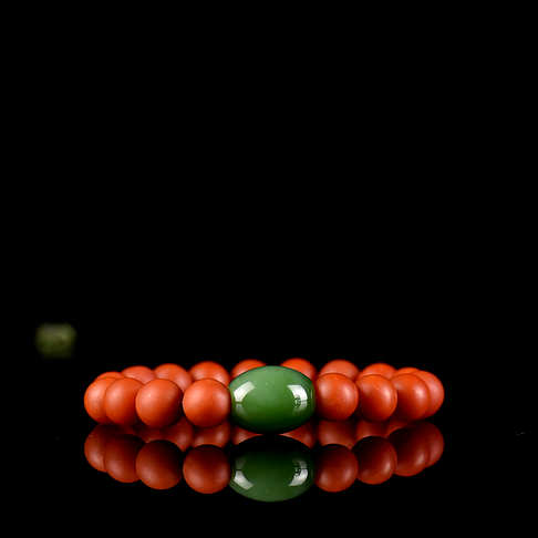 10mm柿子红南红单圈手串-南红玛瑙-保山南红-D02S018I25002