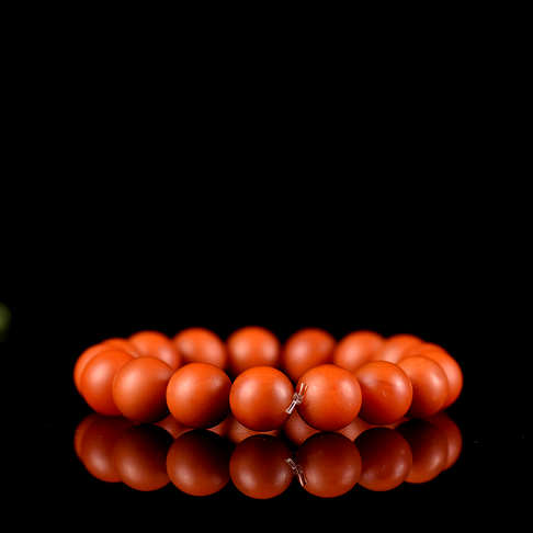 12mm柿子红南红单圈手串-南红玛瑙-保山南红-D02S018I25005