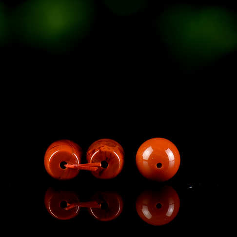 柿子红南红腰珠配件-南红玛瑙-四川南红-D02S018J06008