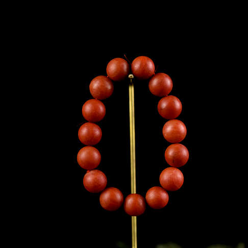 14.5mm柿子红南红单圈手串-南红玛瑙-保山南红-D02S018J19002