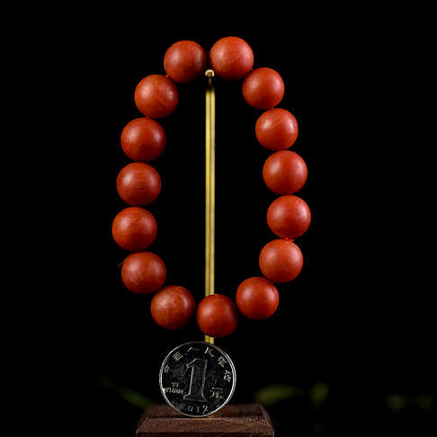 14.5mm柿子红南红单圈手串-南红玛瑙-保山南红-D02S018J19002