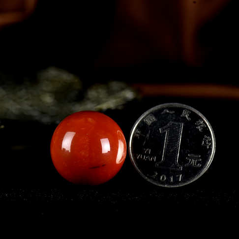 21.5m柿子红南红圆珠-南红玛瑙-四川南红-D02S020H03003