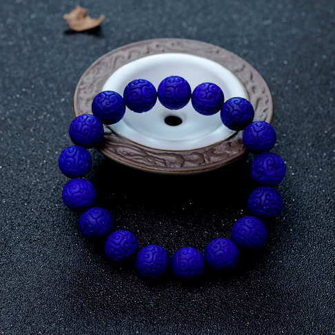 12mm紫蓝色青金石回纹珠单圈手串--青金石-B03M017K18006