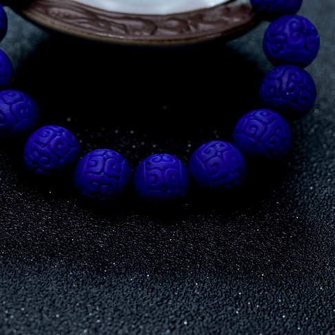 12mm紫蓝色青金石回纹珠单圈手串--青金石-B03M017K18006