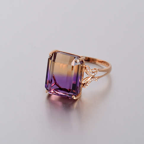 金镶钻紫黄晶戒指--水晶-A040416H12010