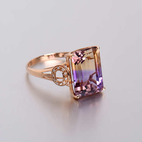 金镶钻紫黄晶戒指--水晶-A040416H12018