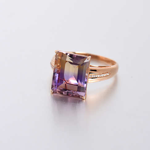金镶钻紫黄晶戒指--水晶-A040416H12048