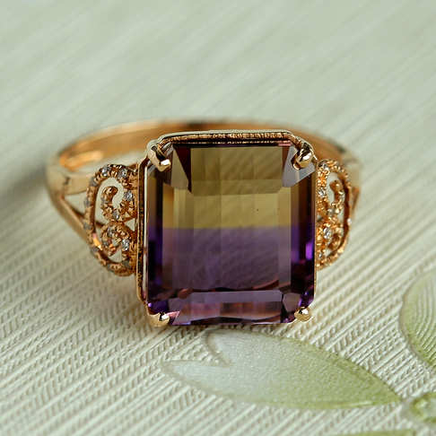 金镶钻紫黄水晶戒指--水晶-A040416H24070