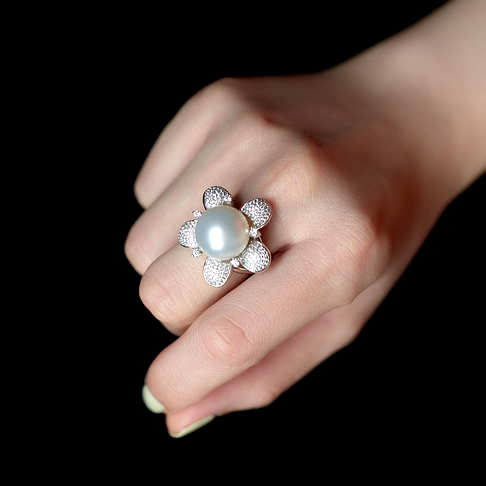 18k海水白色珍珠戒指--珍珠-海水珠-A38HO21E03013