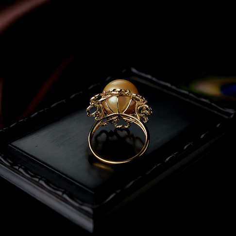海水金色珍珠戒指--珍珠-海水珠-B38A918K16006