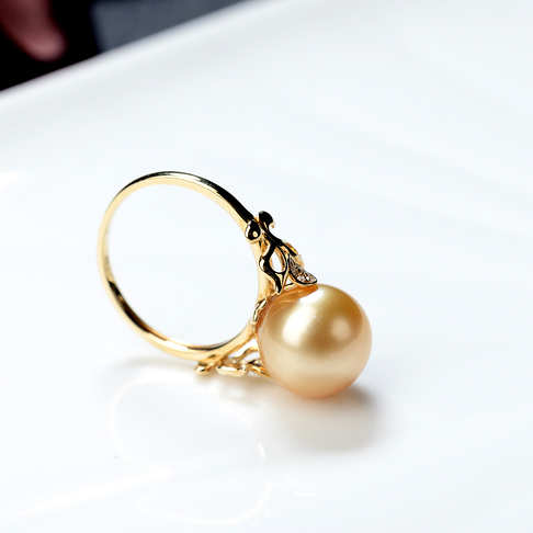 海水金色珍珠戒指--珍珠-海水珠-B38A919J19003