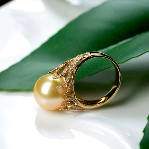 海水金色珍珠戒指--珍珠-海水珠-B38AT19F21005