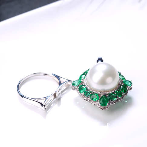 海水白色珍珠戒指/吊坠两用款--珍珠-海水珠-B38AT20A03001