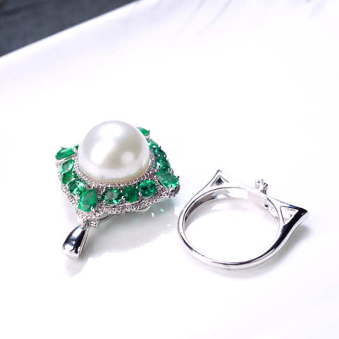海水白色珍珠戒指/吊坠两用款--珍珠-海水珠-B38AT20A03001