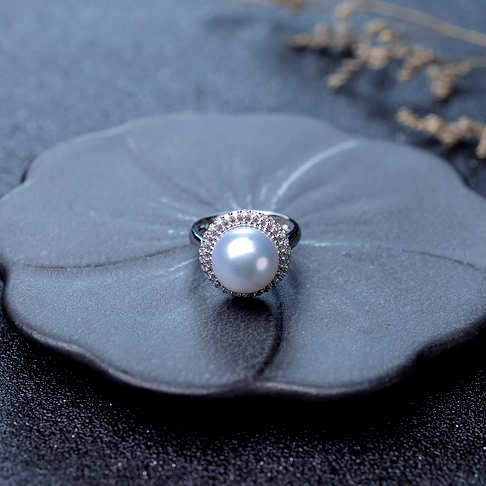 海水白色珍珠戒指--珍珠-海水珠-F38AT18F28009
