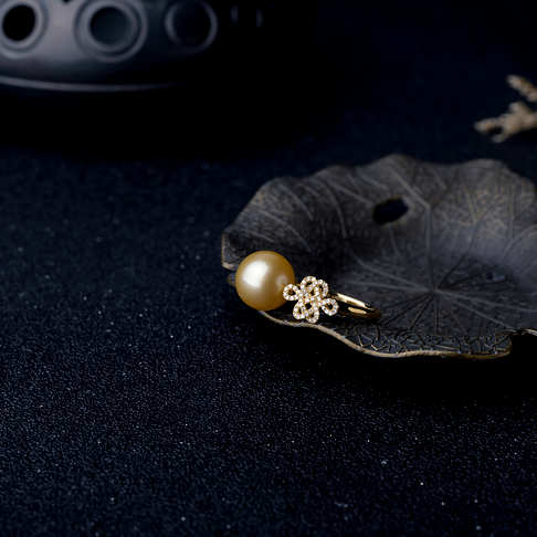 海水金色珍珠戒指--珍珠-海水珠-F38AT18H29005