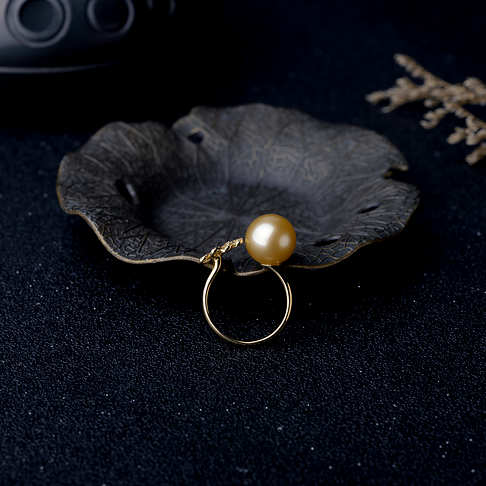 海水金色珍珠戒指--珍珠-海水珠-F38AT18H29005