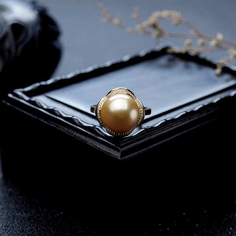 海水金色珍珠戒指--珍珠-海水珠-F38AX18H01003