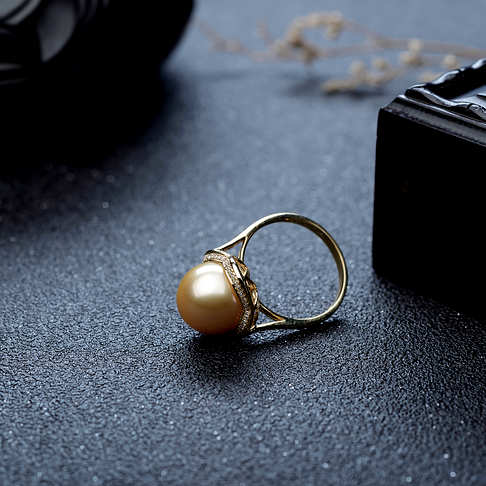 海水金色珍珠戒指--珍珠-海水珠-F38AX18H01003