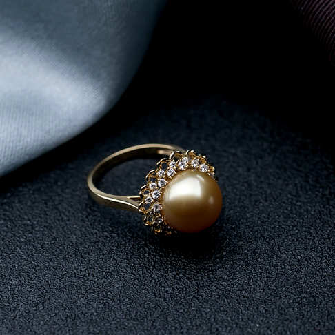 海水金色珍珠戒指--珍珠-海水珠-F38CI19B23005