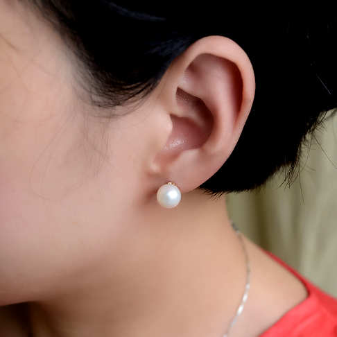 淡水白色珍珠耳钉--珍珠-淡水珠-F38V918G25001